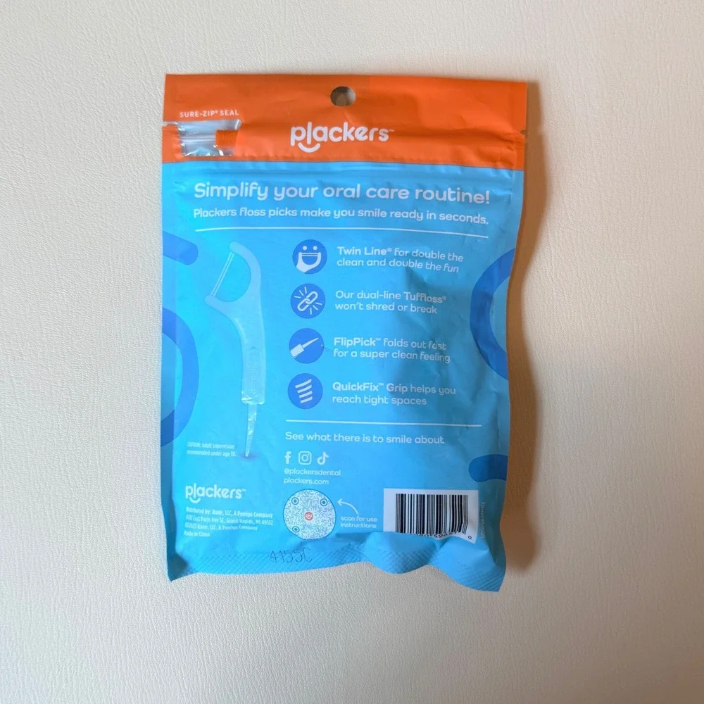 Plackers Twin Line Dental Floss Picks Cool Mint 450 Count Bulk 6 Pack New
